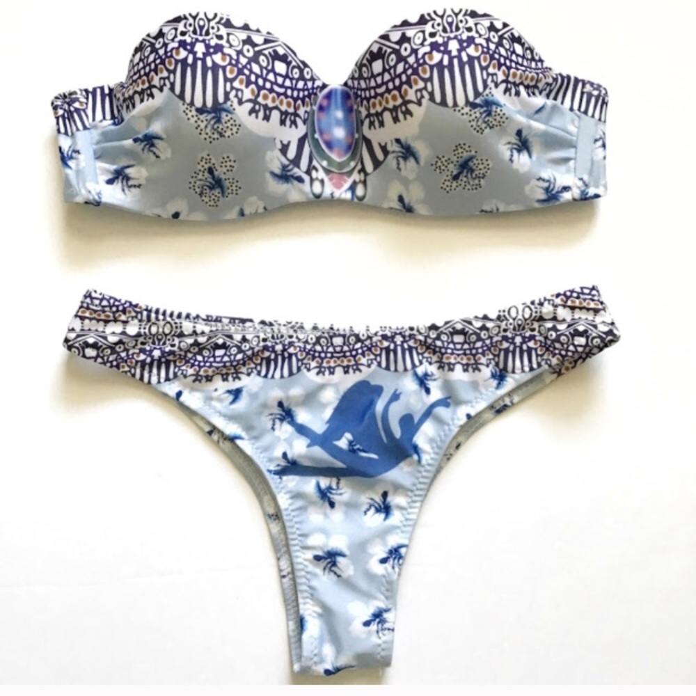 Light blue bikini with print